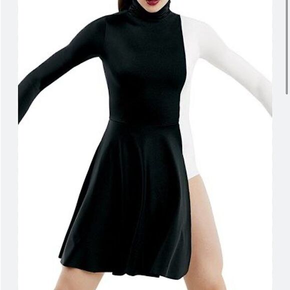 Weissman Dance Costume black color block and white dress Make It Rain 10920-AXS - Picture 1 of 8